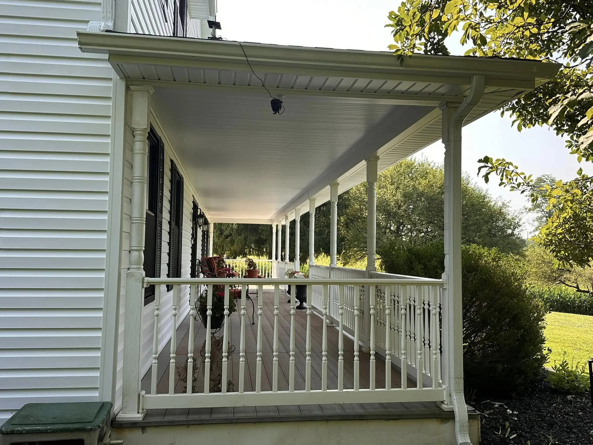 new porch soffit installation
