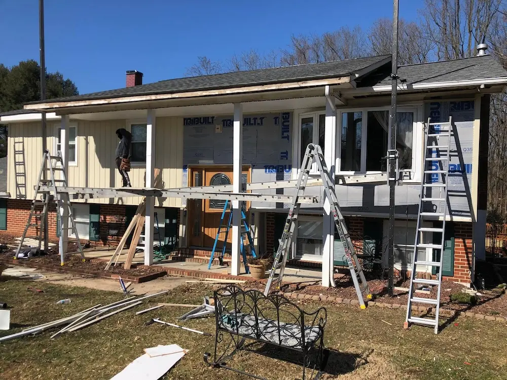 ladder on roofing job